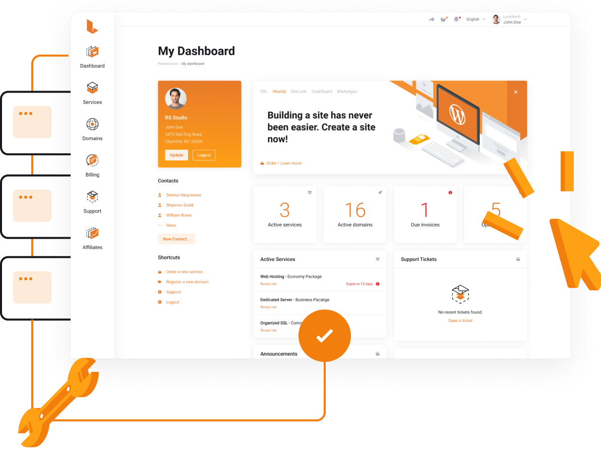 Industry leading control panel to manage all your services